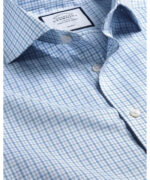 Cutaway Twill Windowpane Checkered Slim Fit Shirt