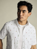 Non-Iron Poplin Ice Cream Print Short Sleeve Classic Shirt - White - Image 2