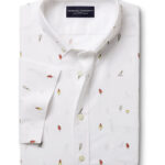 Non-Iron Poplin Ice Cream Print Short Sleeve Classic Shirt - White