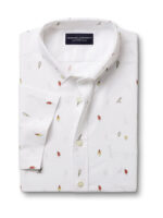 Non-Iron Poplin Ice Cream Print Short Sleeve Classic Shirt - White