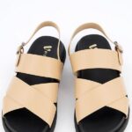 Extra Wide Cross Strap Footbed Sandal - Taupe