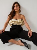 Bandeau Ruffle Mono Jumpsuit - Black - Image 4