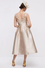 Cutwork Lace Trim Full Skirt Midi Dress And Jacket Set - Image 3