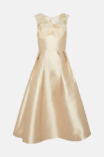 Cutwork Lace Trim Full Skirt Midi Dress And Jacket Set - Image 7