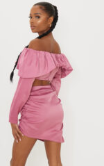 Petite Pink Ruffle Satin Top - Image 3