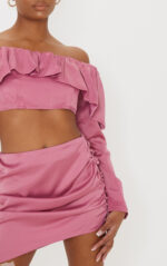 Petite Pink Ruffle Satin Top - Image 2