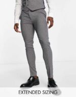 ASOS DESIGN Wedding Super Skinny Suit Trousers In Birdseye Texture In Tan-Brown