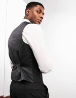 Noak 'Camden' super skinny premium fabric suit waistcoat in black with stretch - Image 2