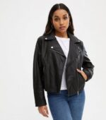 Daffodil Quilted PU Biker Jacket Black