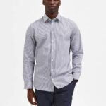 Ethan Slim Fit Stripe Navy Blue