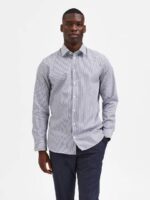 Ethan Slim Fit Stripe Navy Blue