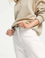 Petite Nora High Rise Mom Jeans in Ecru - Image 4