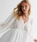 Curves White Button Front Peplum Blous - Image 4