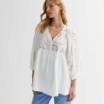 Curves White Button Front Peplum Blous