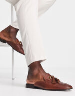 Noak Made in Portugal Mule Loafers With Snaffle Tassel in brown leather - Image 4
