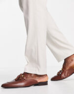 Noak Made in Portugal Mule Loafers With Snaffle Tassel in brown leather - Image 3