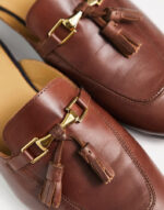Noak Made in Portugal Mule Loafers With Snaffle Tassel in brown leather - Image 2