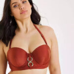 Bandeau Bikini Top Underwired Adjustable Straps Padded Bra Bronze