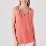 Damart Sleeveless Top-Ties In Orange