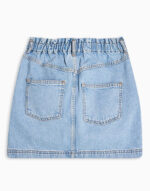 Paperbag Denim Skirt in Mid Blue - Image 4