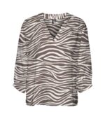 Curves Olive Zebra Print V Neck Top - Image 5