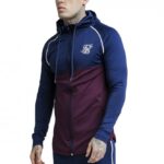 Zonal Zip Through Hoodie Navy Burgundy